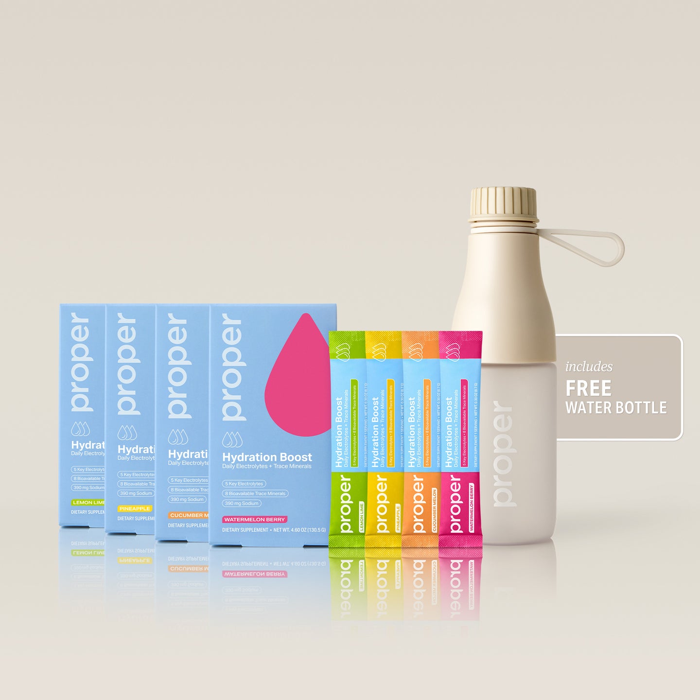 hydration powder packs and water bottle bundle