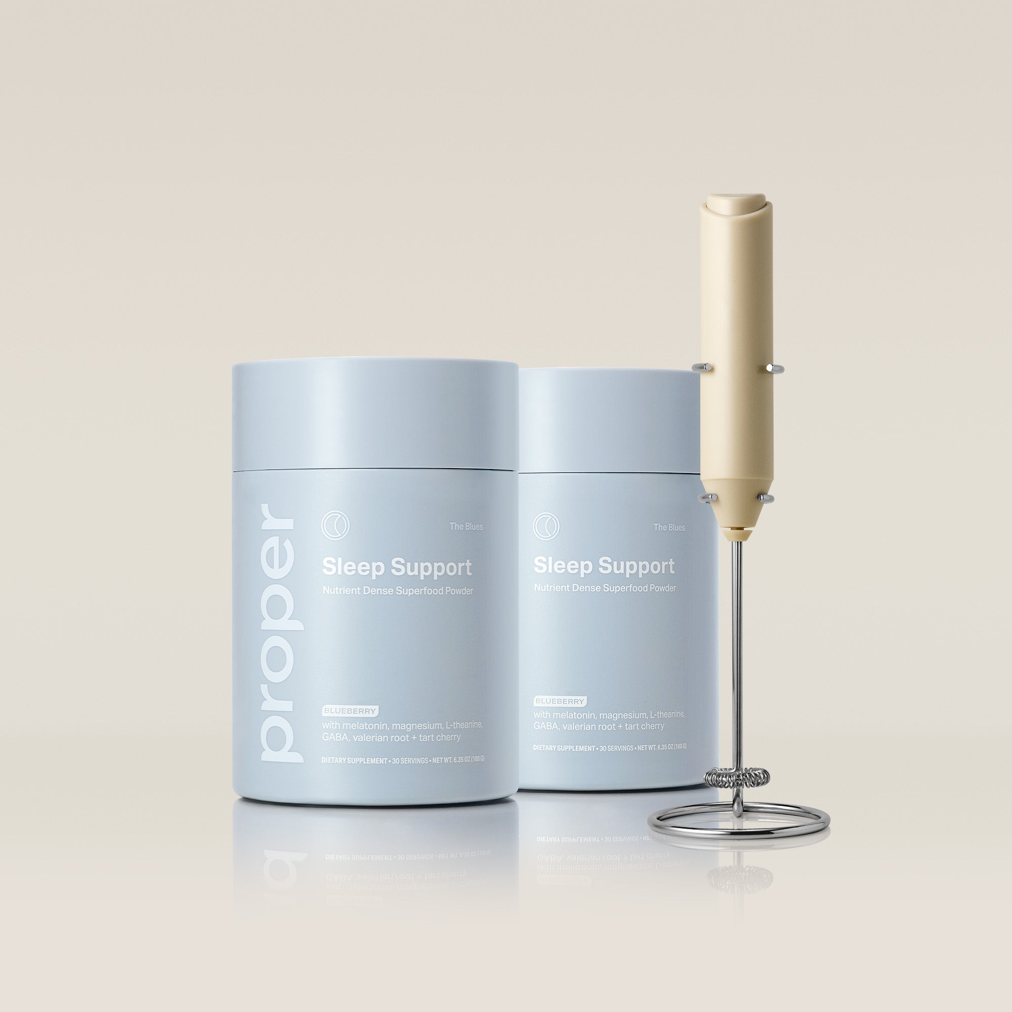 2 Jars of Blues Sleep Support Superfood Powder and Mixer